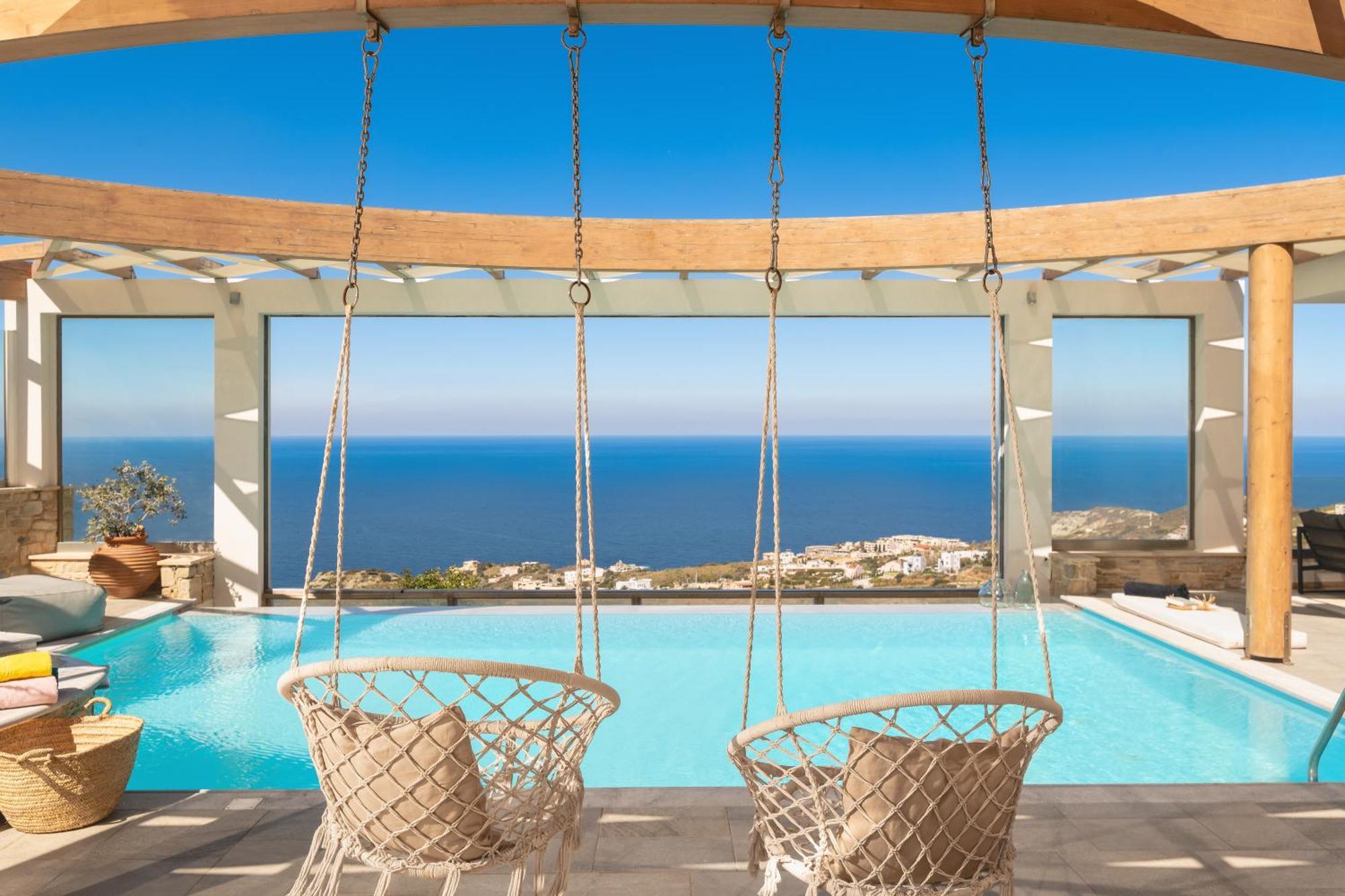 Minimalist Mediterranean Blue Key Villa With Sea View & Infinity Heated Pool Agia Pelagia  Buitenkant foto