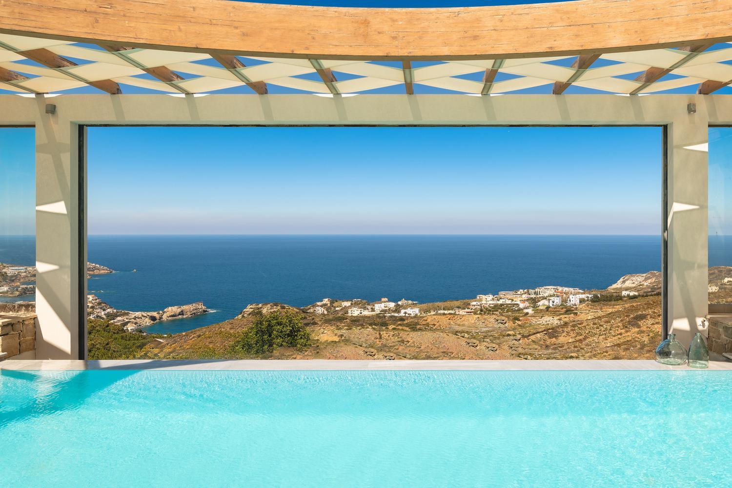 Minimalist Mediterranean Blue Key Villa With Sea View & Infinity Heated Pool Agia Pelagia  Buitenkant foto